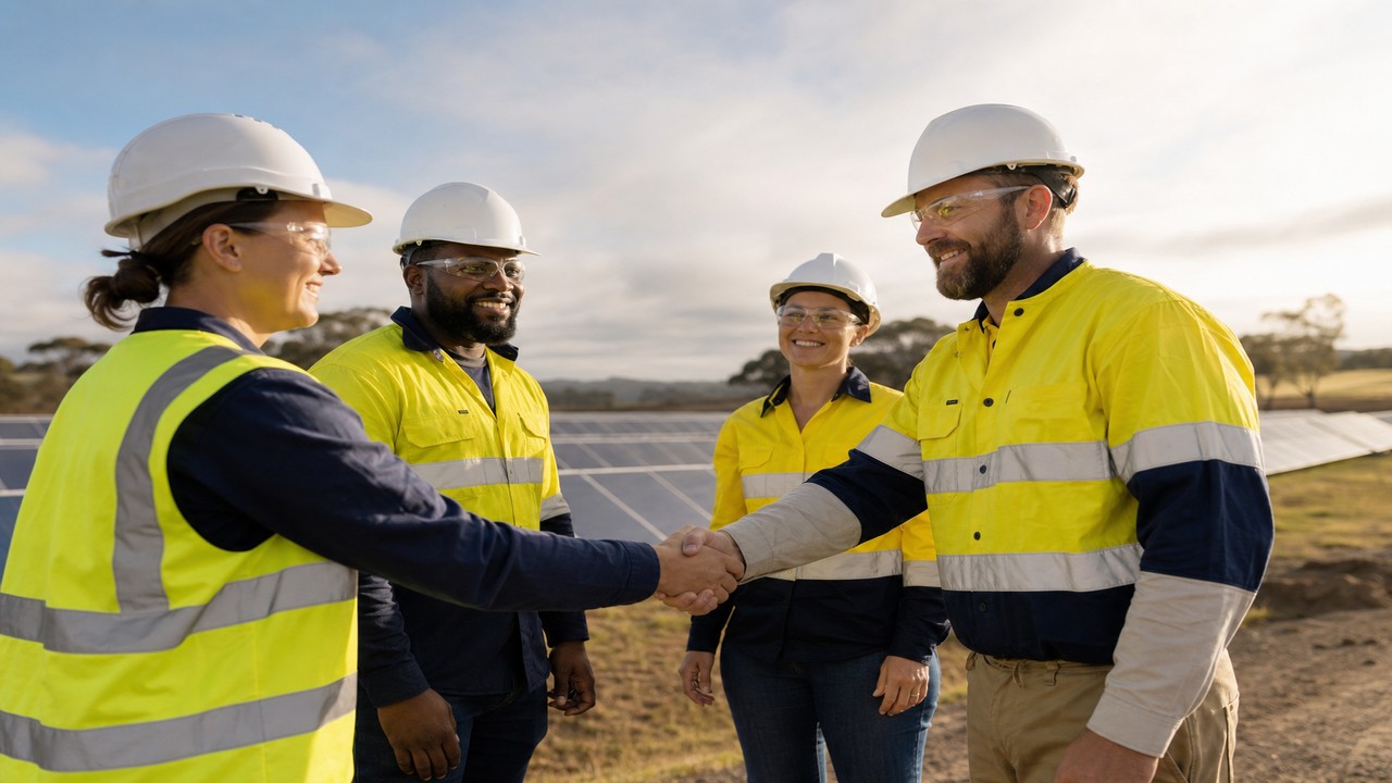 Utility-scale solar array under construction in regional Victoria